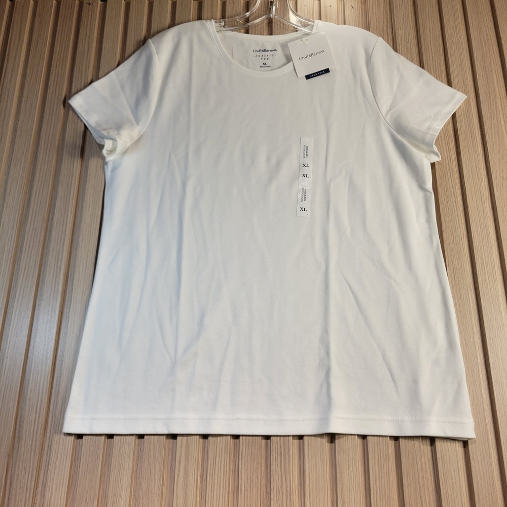 Croft & Barrow Classic Tee Women XL White NWT 100% Cotton Short Sleeve Crewneck